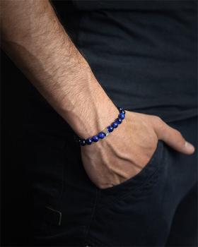 Preview: Armband mit 8 mm Tigerauge-Stein - Gem Dark Blue